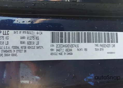 2014 Dodge Charger Sxt из США, поврежденный, VIN 2C3CDXHG0EH267416